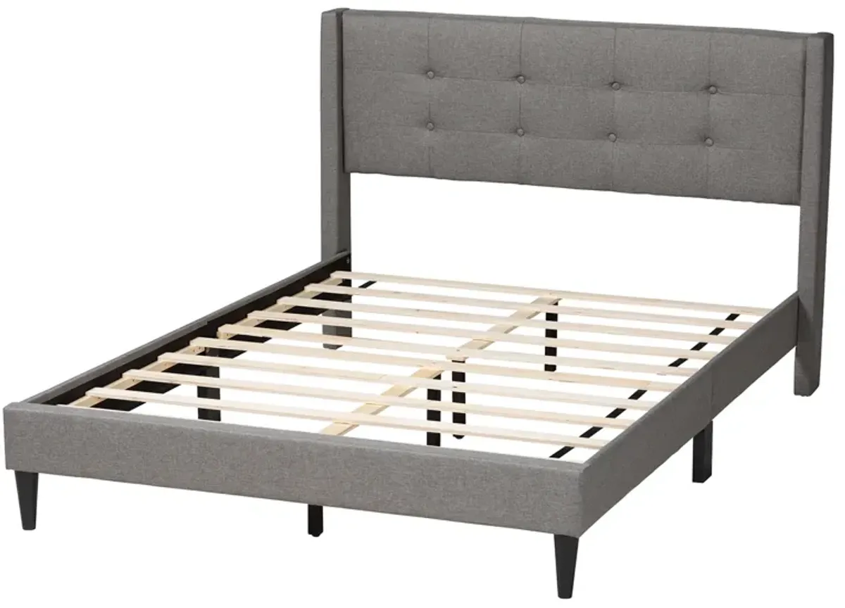 Baxton Studio Casol Mid-Century Modern Grey Fabric Upholstered Queen Size Platform Bed