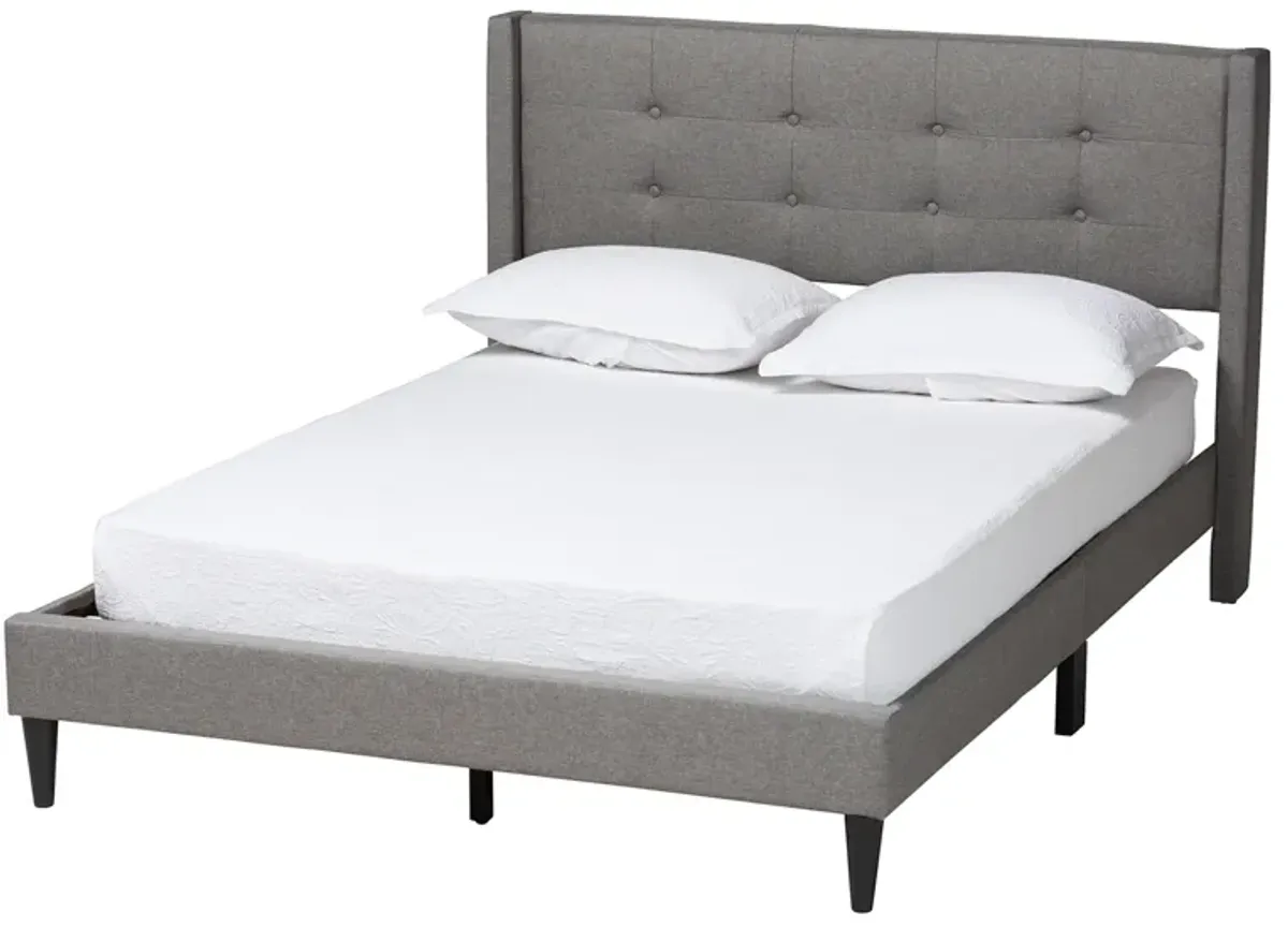 Baxton Studio Casol Mid-Century Modern Grey Fabric Upholstered Queen Size Platform Bed