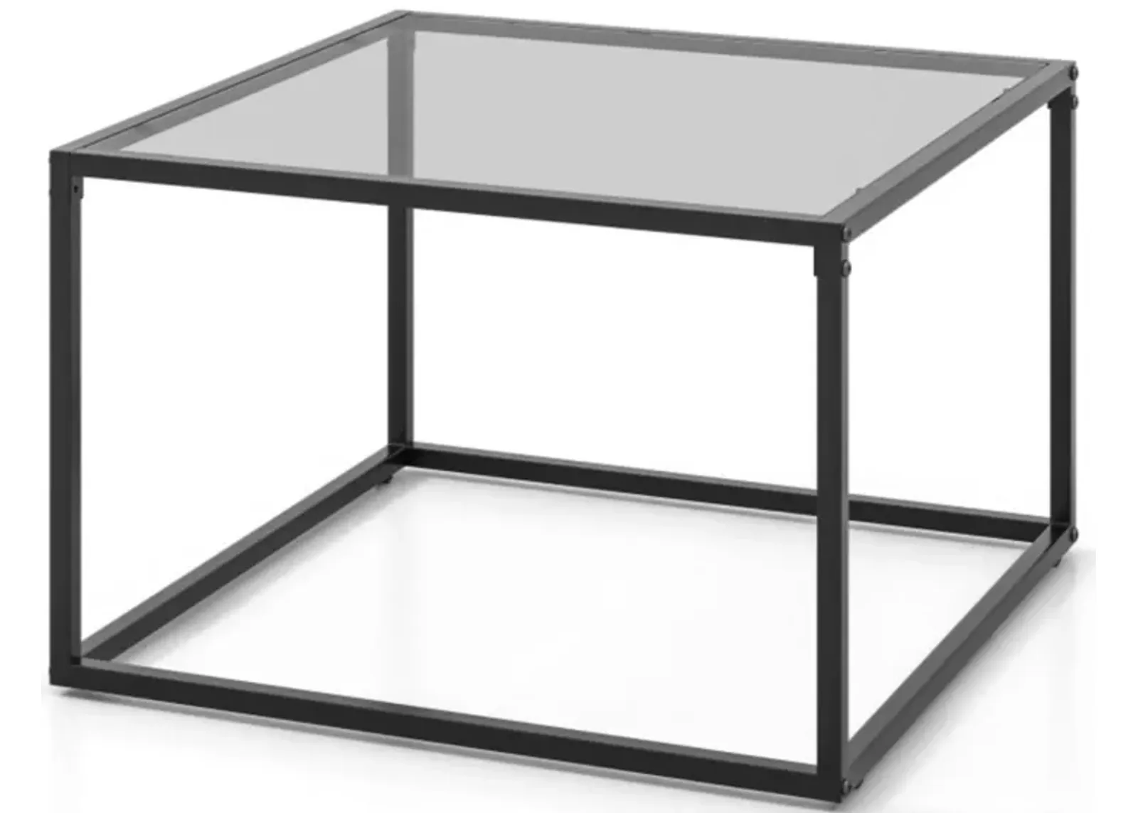 Hivvago 27.5 Inch Home Square Tea Table with Heavy-duty Metal Frame