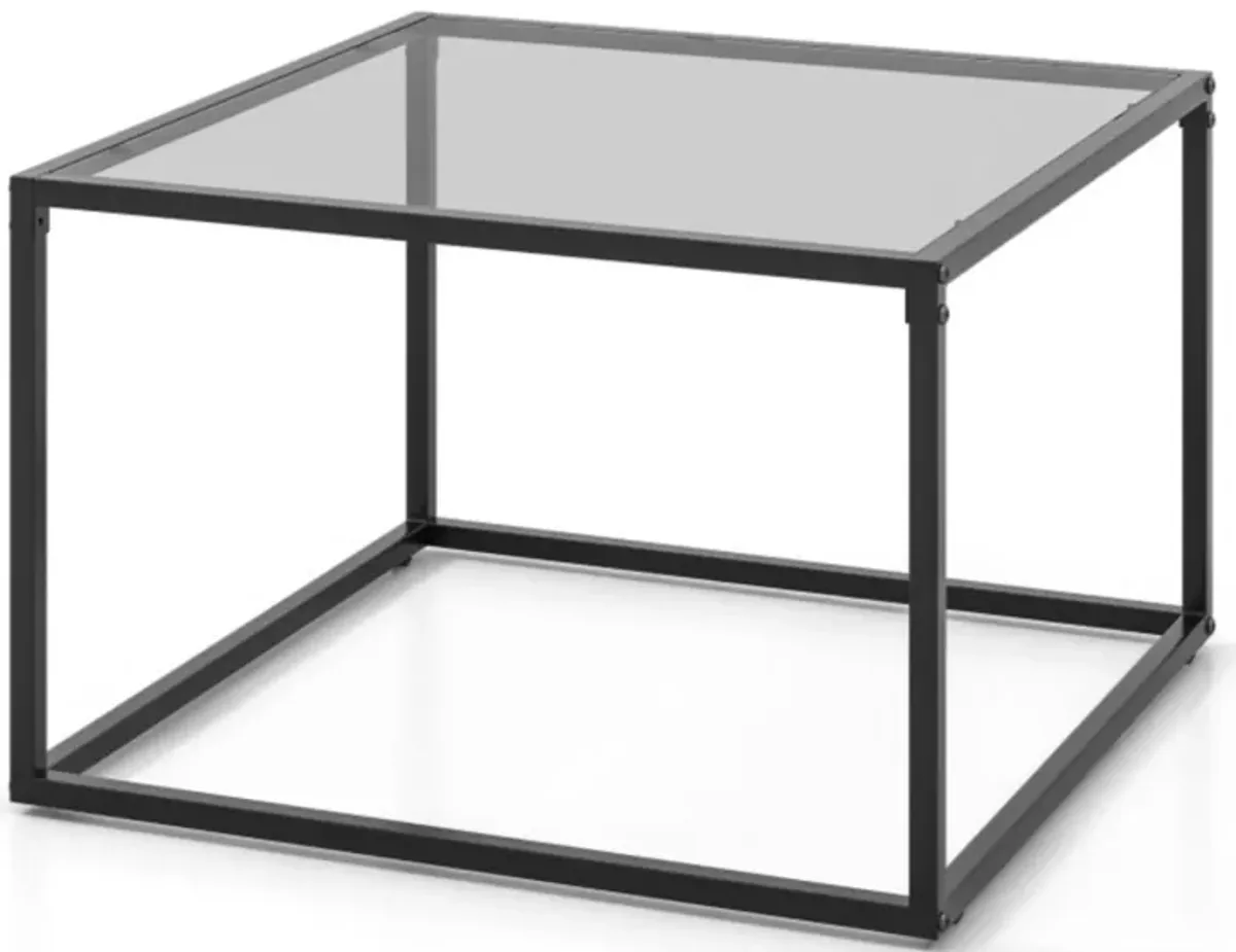 Hivvago 27.5 Inch Home Square Tea Table with Heavy-duty Metal Frame