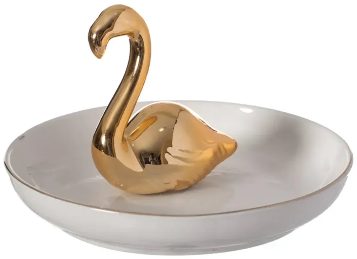 Uniquewise Swan Design Jewelry Holder with Decorative Trinket Dish Organizer