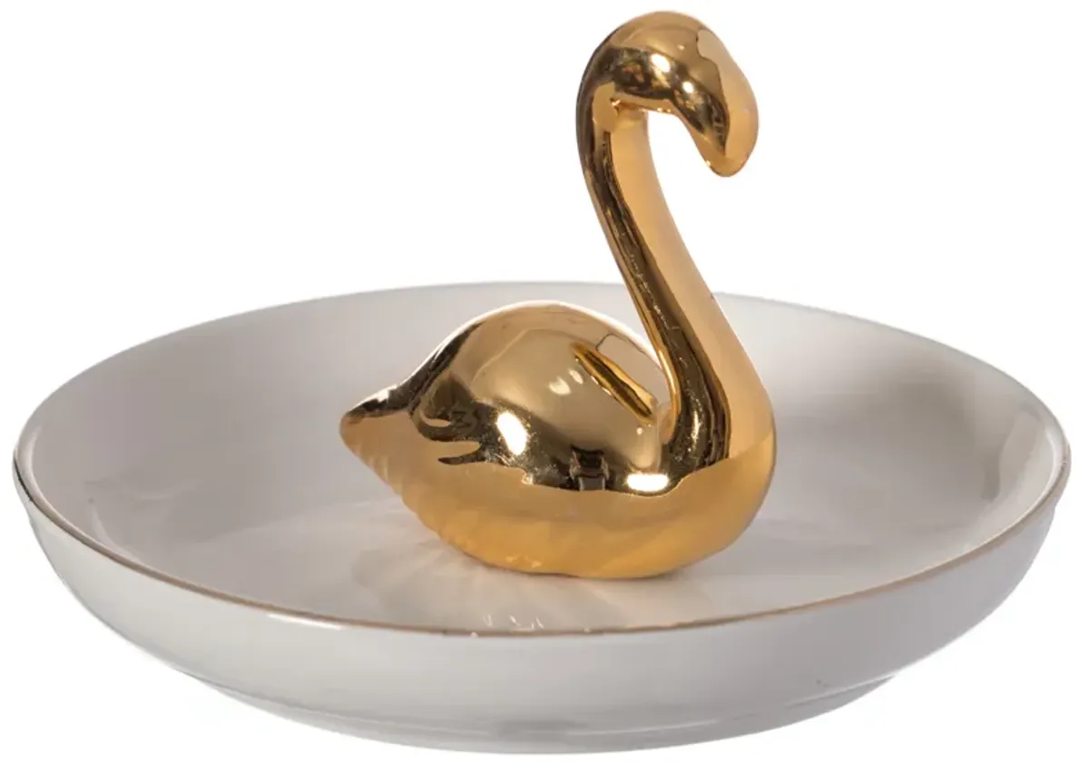 Uniquewise Swan Design Jewelry Holder with Decorative Trinket Dish Organizer