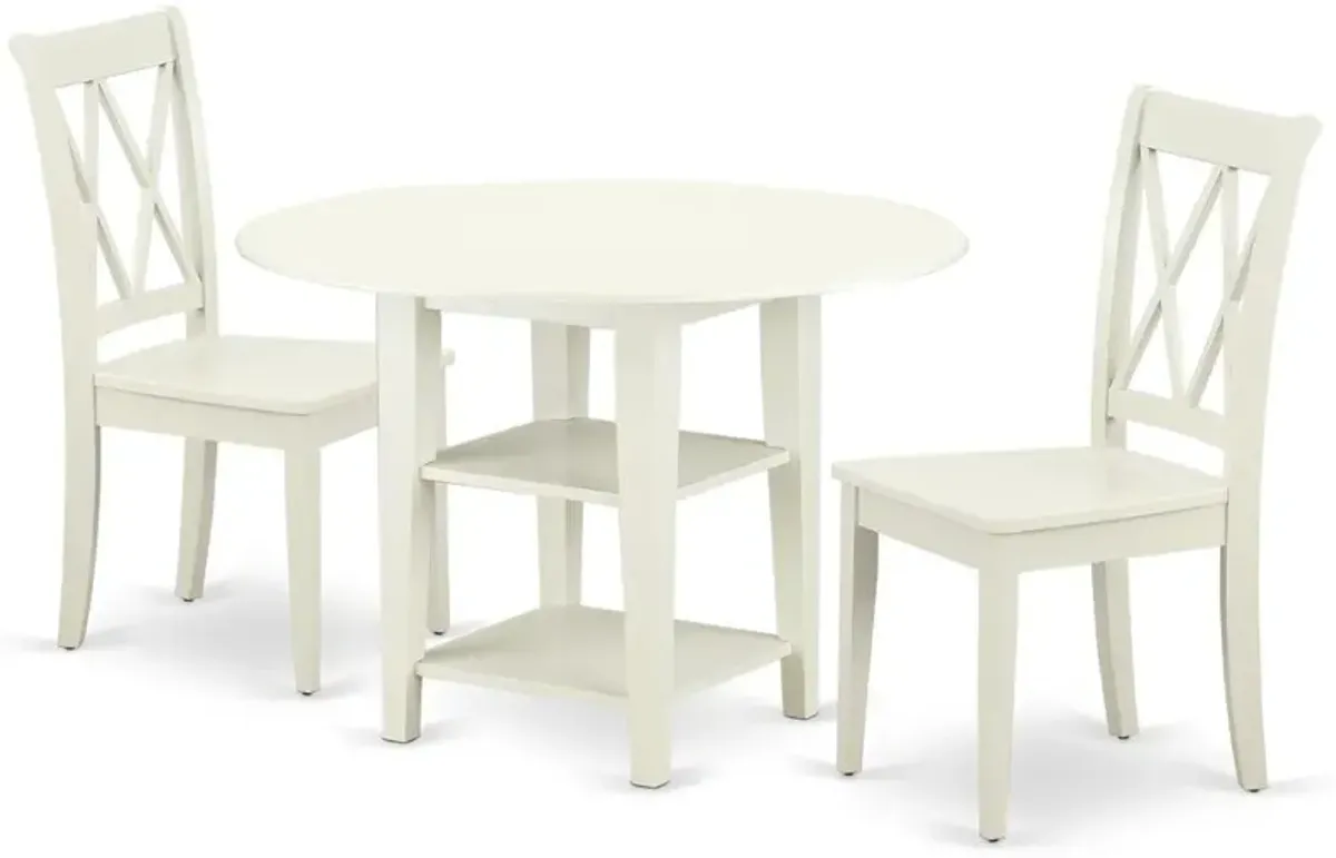 East West Furniture Dining Room Set Linen White, SUCL3-LWH-W