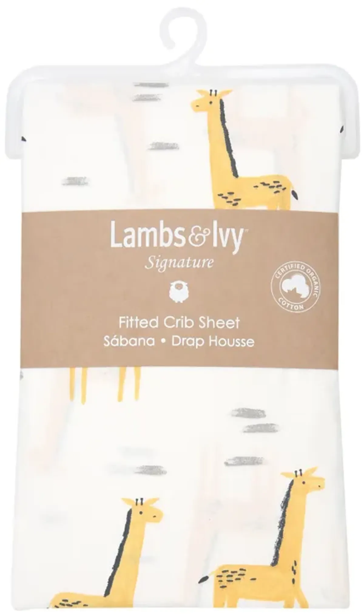 Lambs & Ivy Signature Giraffe Organic Cotton Fitted Crib Sheet - White/Yellow