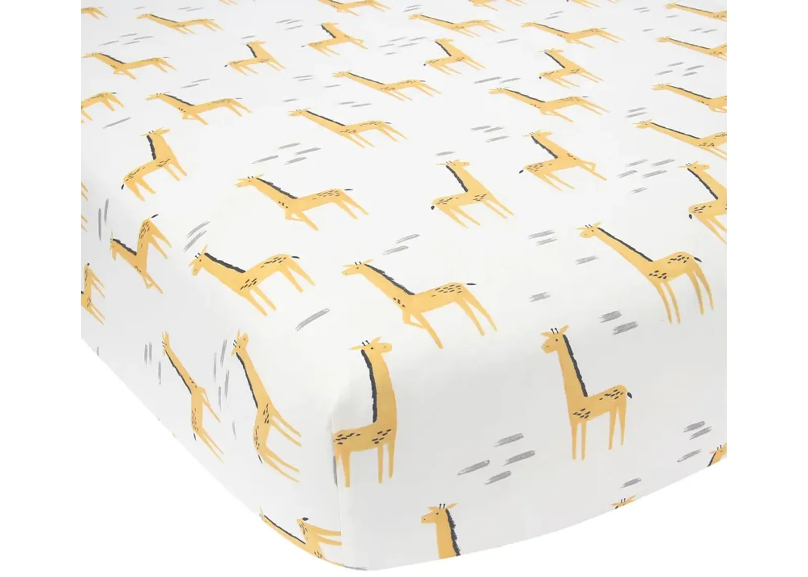 Lambs & Ivy Signature Giraffe Organic Cotton Fitted Crib Sheet - White/Yellow