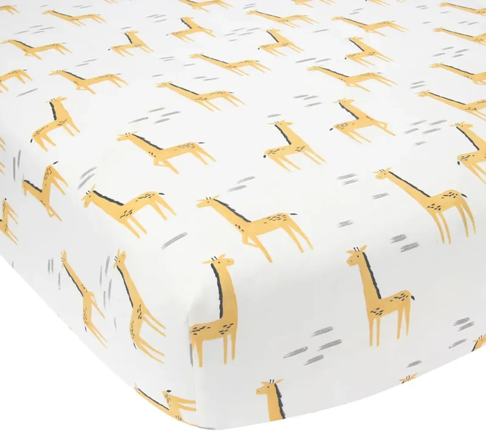 Lambs & Ivy Signature Giraffe Organic Cotton Fitted Crib Sheet - White/Yellow