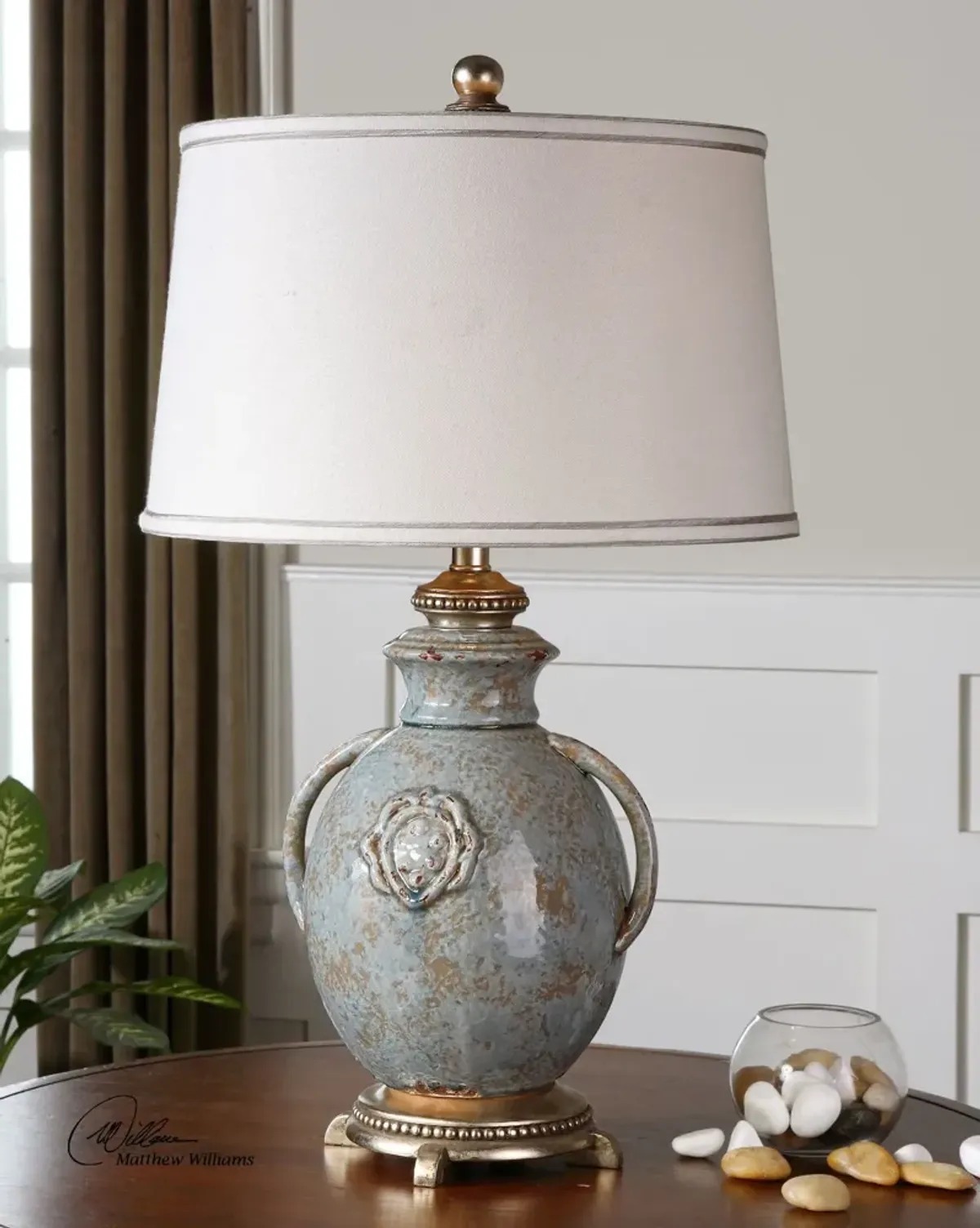 Uttermost Cancello Blue Glaze Lamp