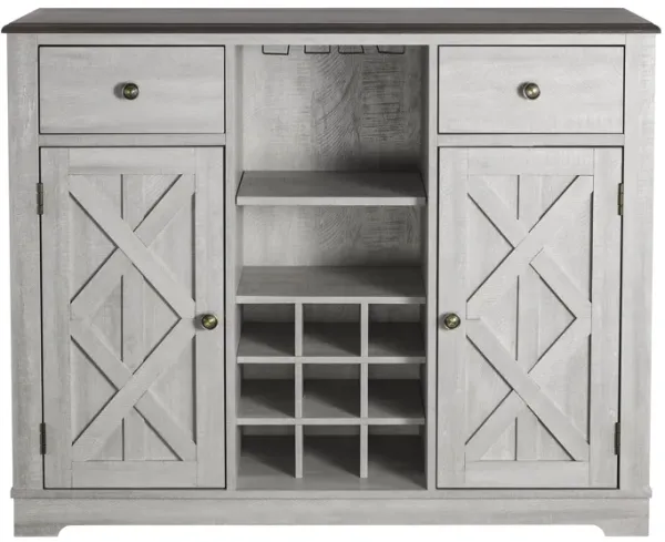 FESTIVO 47 in. Modern X-Door Wine Cabinet w/ Built-in Wine Rack
