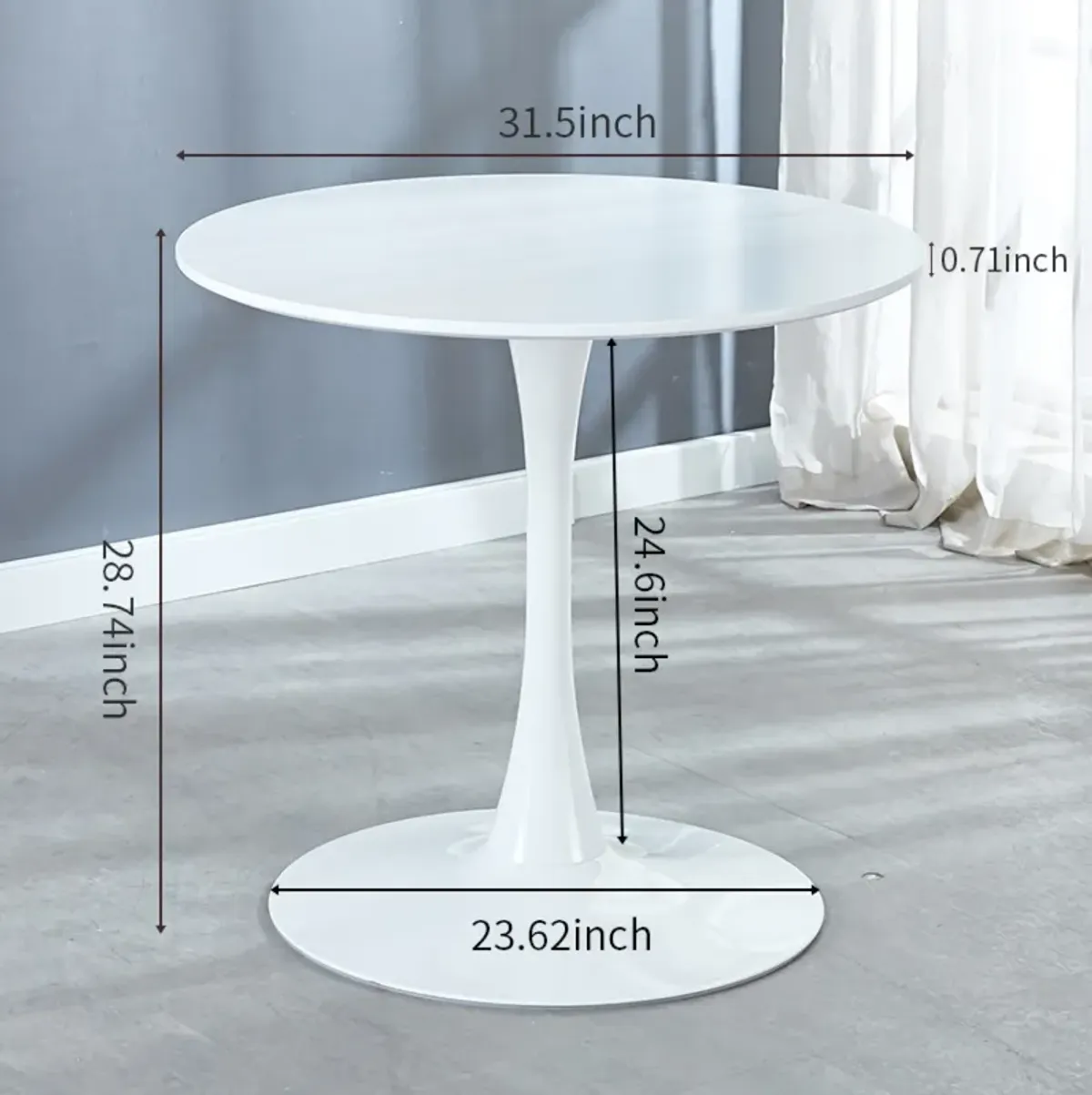 Tulip Table Mid-Century Dining Table For 2-4 People With Round MDF Table Top, Pedestal