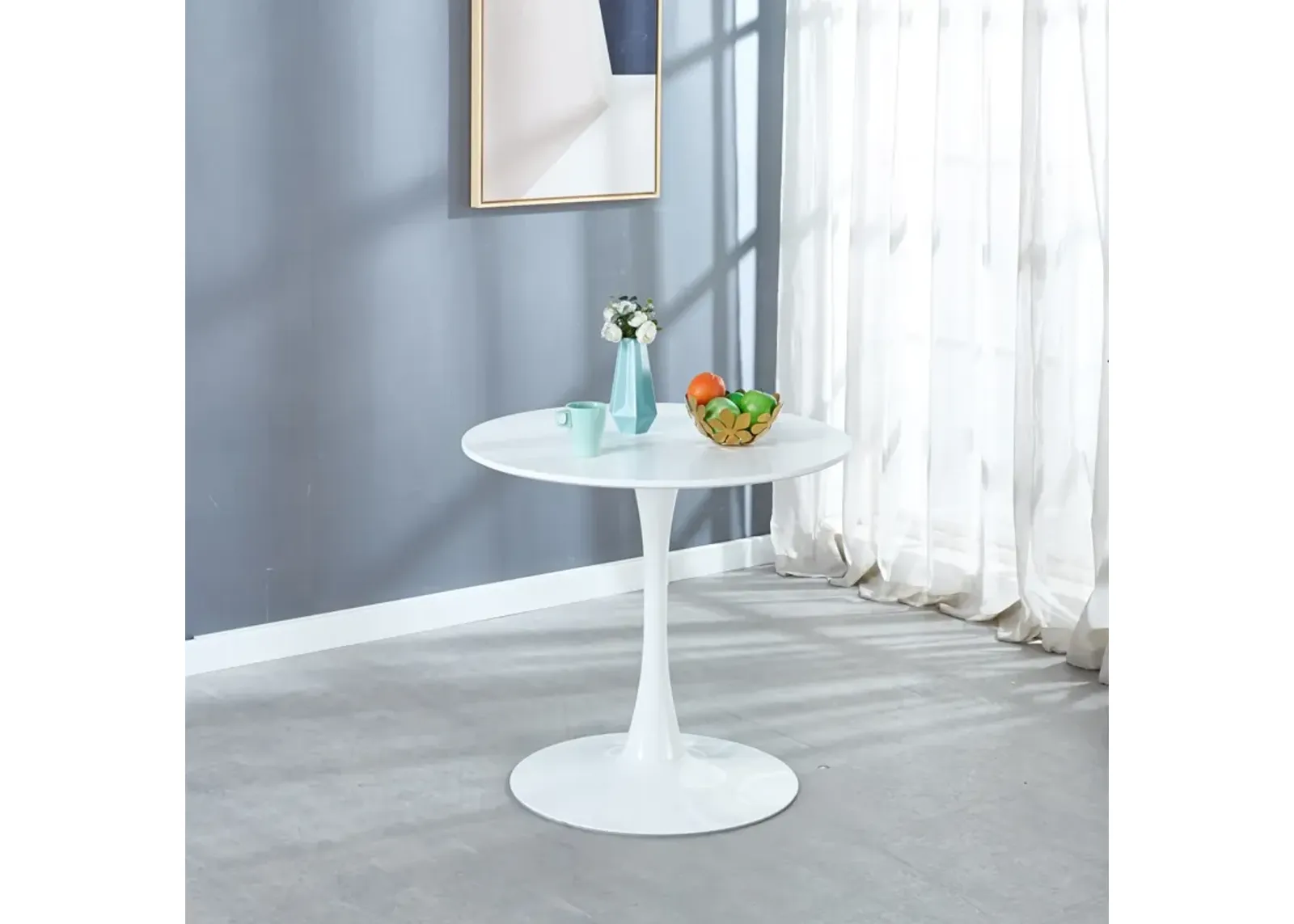 Tulip Table Mid-Century Dining Table For 2-4 People With Round MDF Table Top, Pedestal