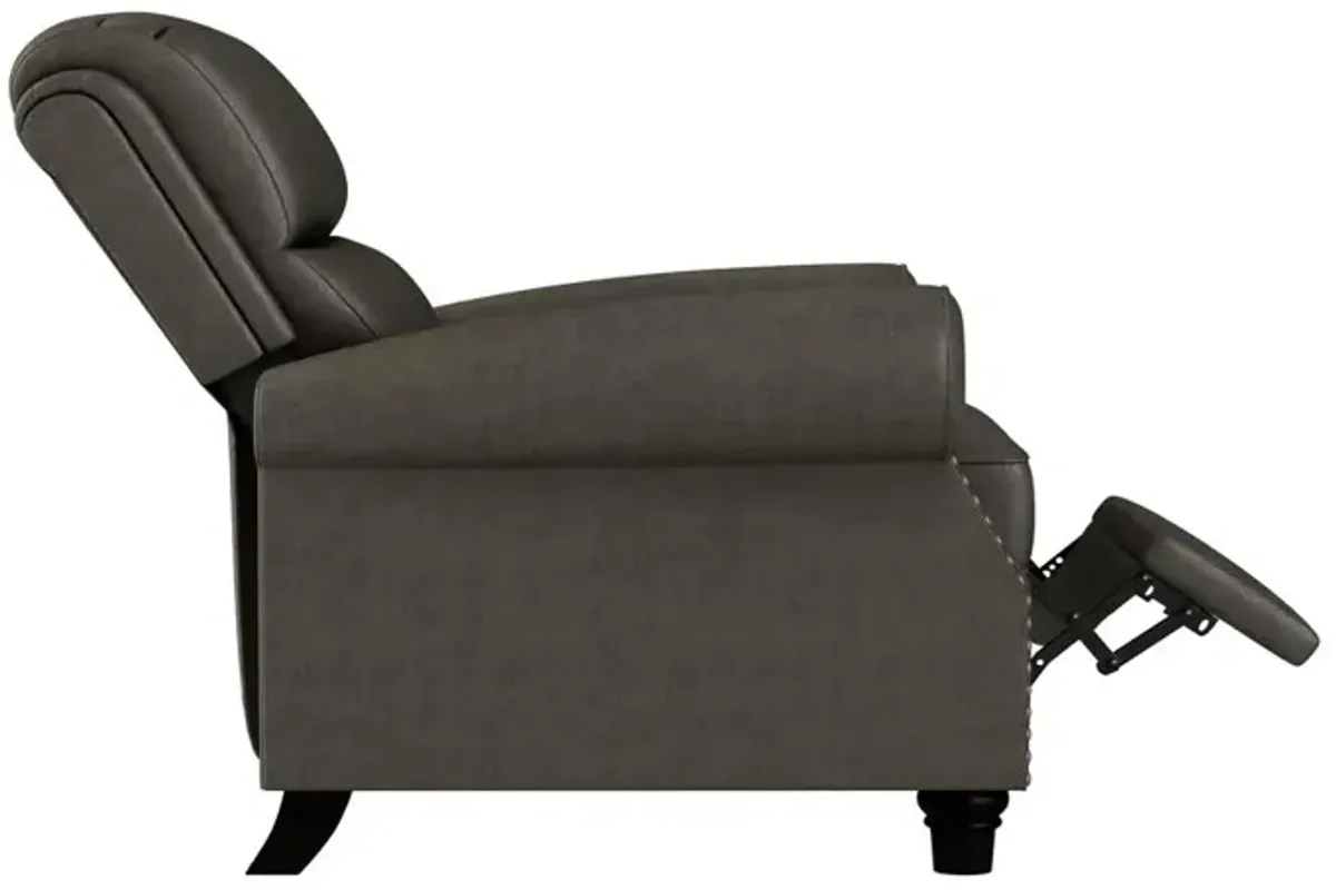 ProLounger Pushback Recliner with Nailheads in Distressed Grey Faux Leather