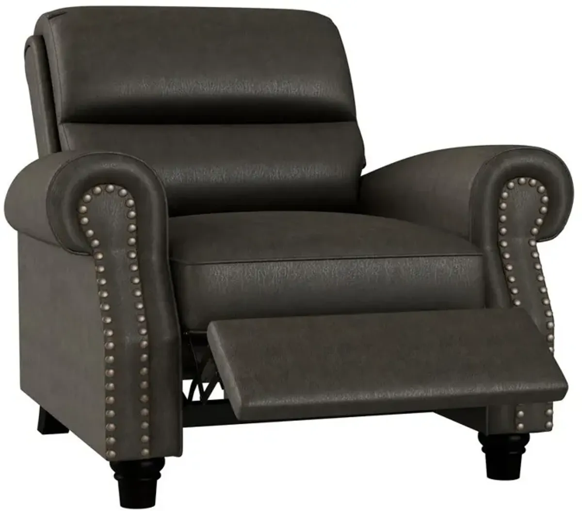 ProLounger Pushback Recliner with Nailheads in Distressed Grey Faux Leather