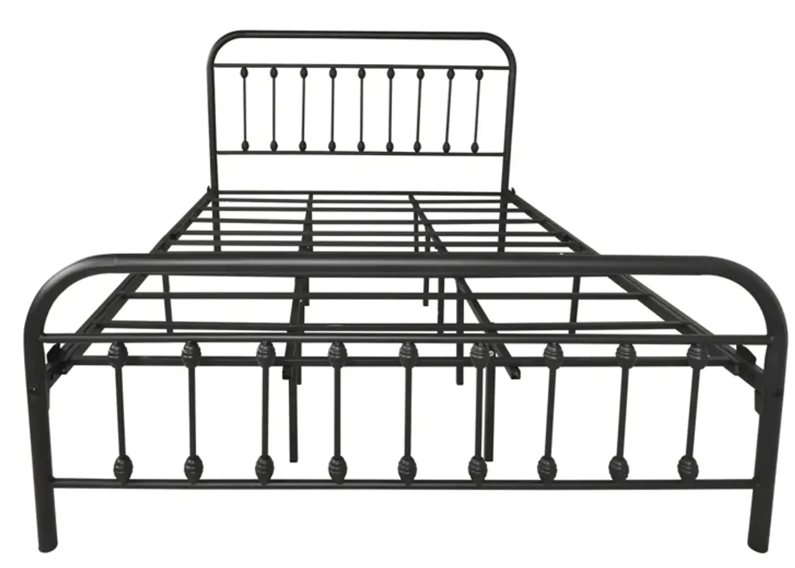 Metal Bed Frame Queen Size Platform No Box Spring Needed With Vintage Headboard And Footboard