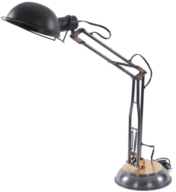Hivvago 33" Black Metal Desk Table Lamp With Black Bowl Shade