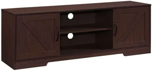 59 in. Farmhouse TV Stand For TVs Up To 65" with 2 Storage Cabinets, Wood Barn Door Media Television Console Table With Storage, Modern Entertainment Center For Living Room