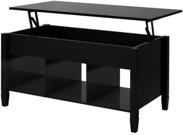 Modern Design Lift Top Coffee Table Black Spacious Storage Sturdy Construction Elegant Finish