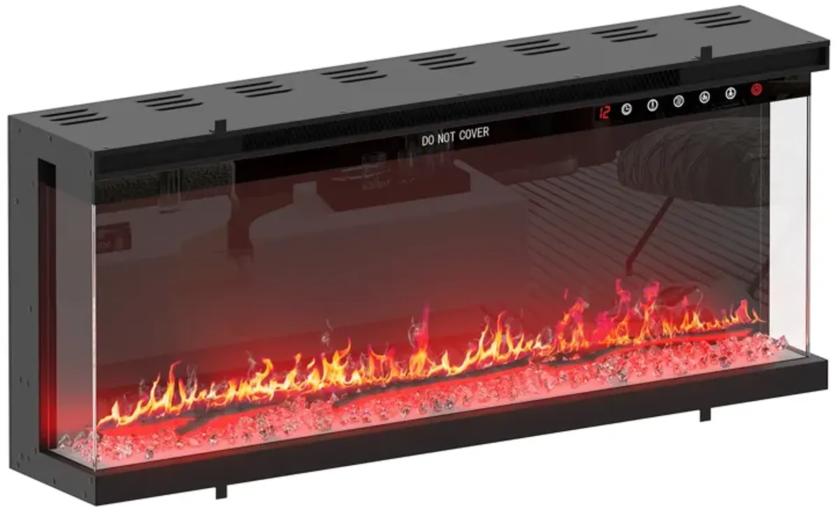 FUFU&GAGA Modern TV Stand with Built-in LED Fireplace (66.5" W x 23.2" H x 13.8" D),White