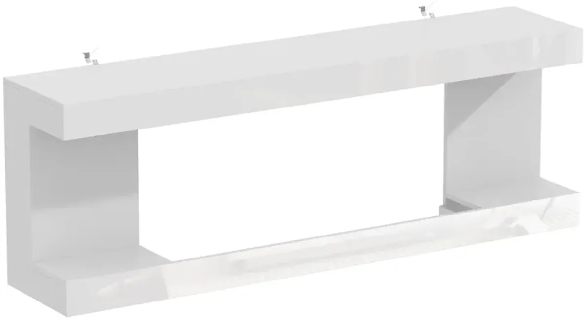 FUFU&GAGA Modern TV Stand with Built-in LED Fireplace (66.5" W x 23.2" H x 13.8" D),White