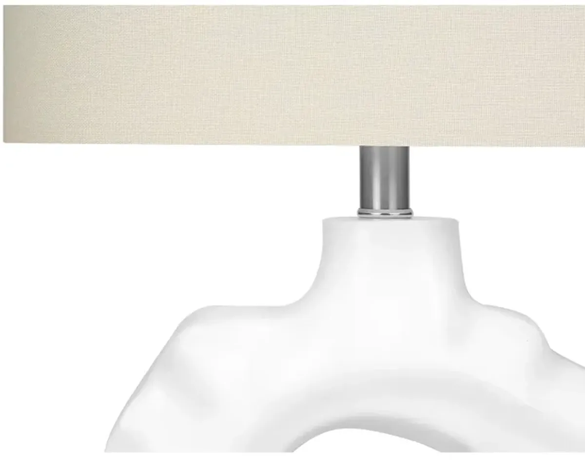 Monarch Specialties I 9727 - Lighting, 25"H, Table Lamp, Cream Resin, Ivory / Cream Shade, Modern