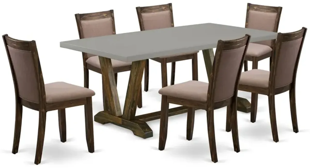 East West Furniture V797MZ748-7 7Pc Dinette Set - Rectangular Table and 6 Parson Chairs - Multi-Color Color