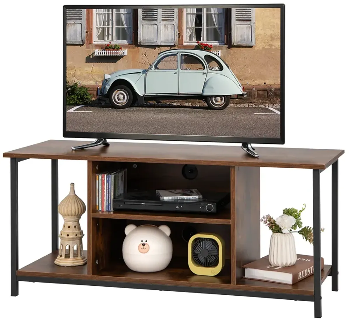 Mid-Century TV stand Media Console Table with Adjustable Shelf