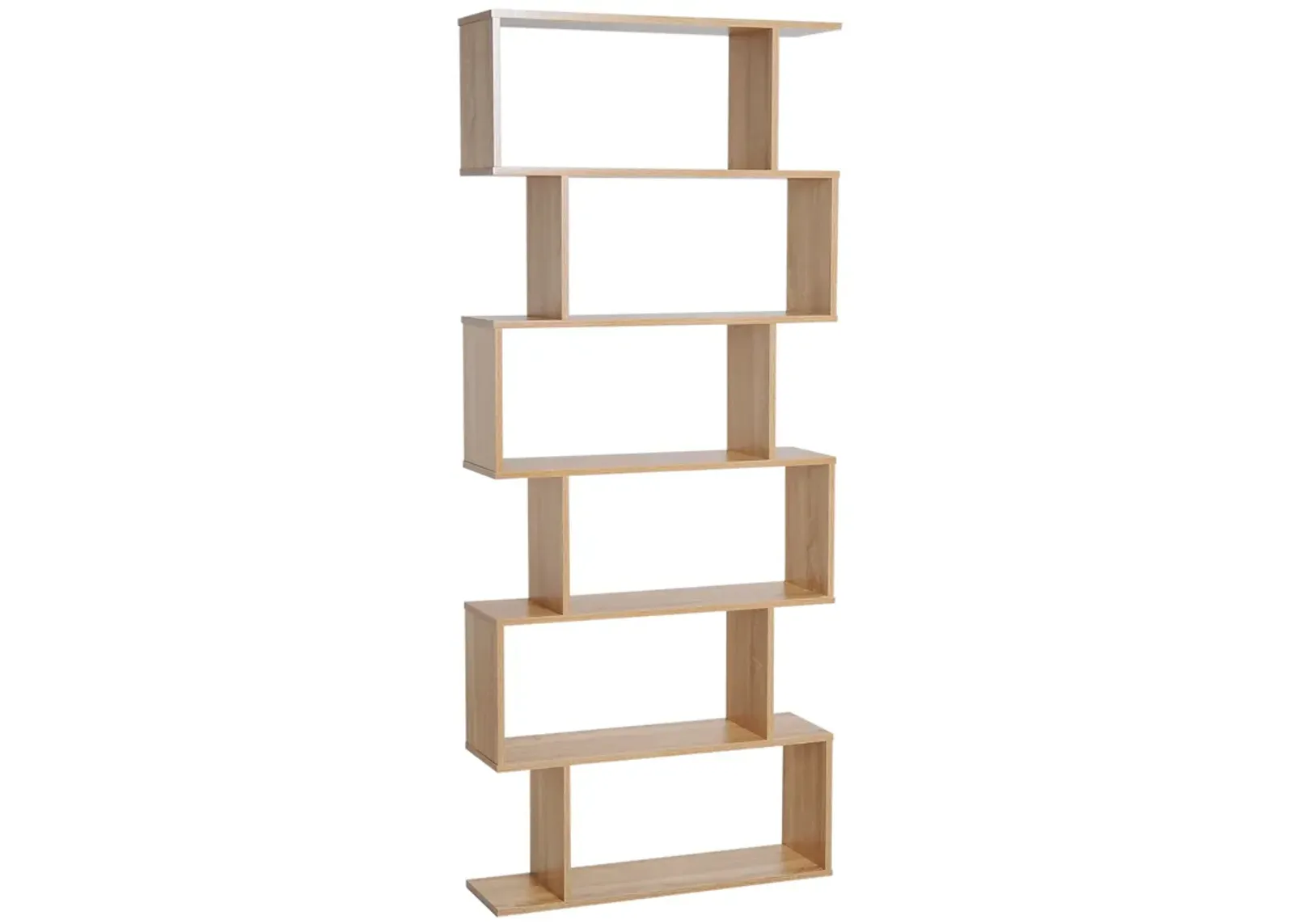 HOMCOM 75"H Bookcase 6 Shelf S-Shaped Bookshelf Storage Display Stand Organizer