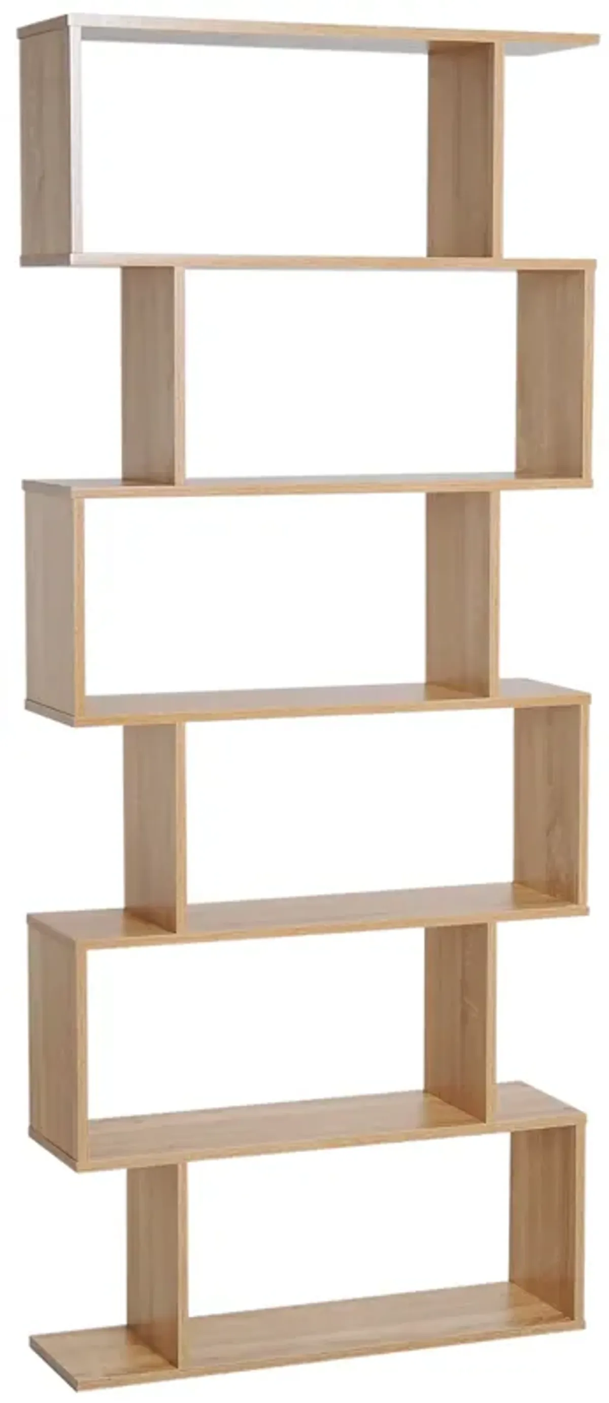 HOMCOM 75"H Bookcase 6 Shelf S-Shaped Bookshelf Storage Display Stand Organizer