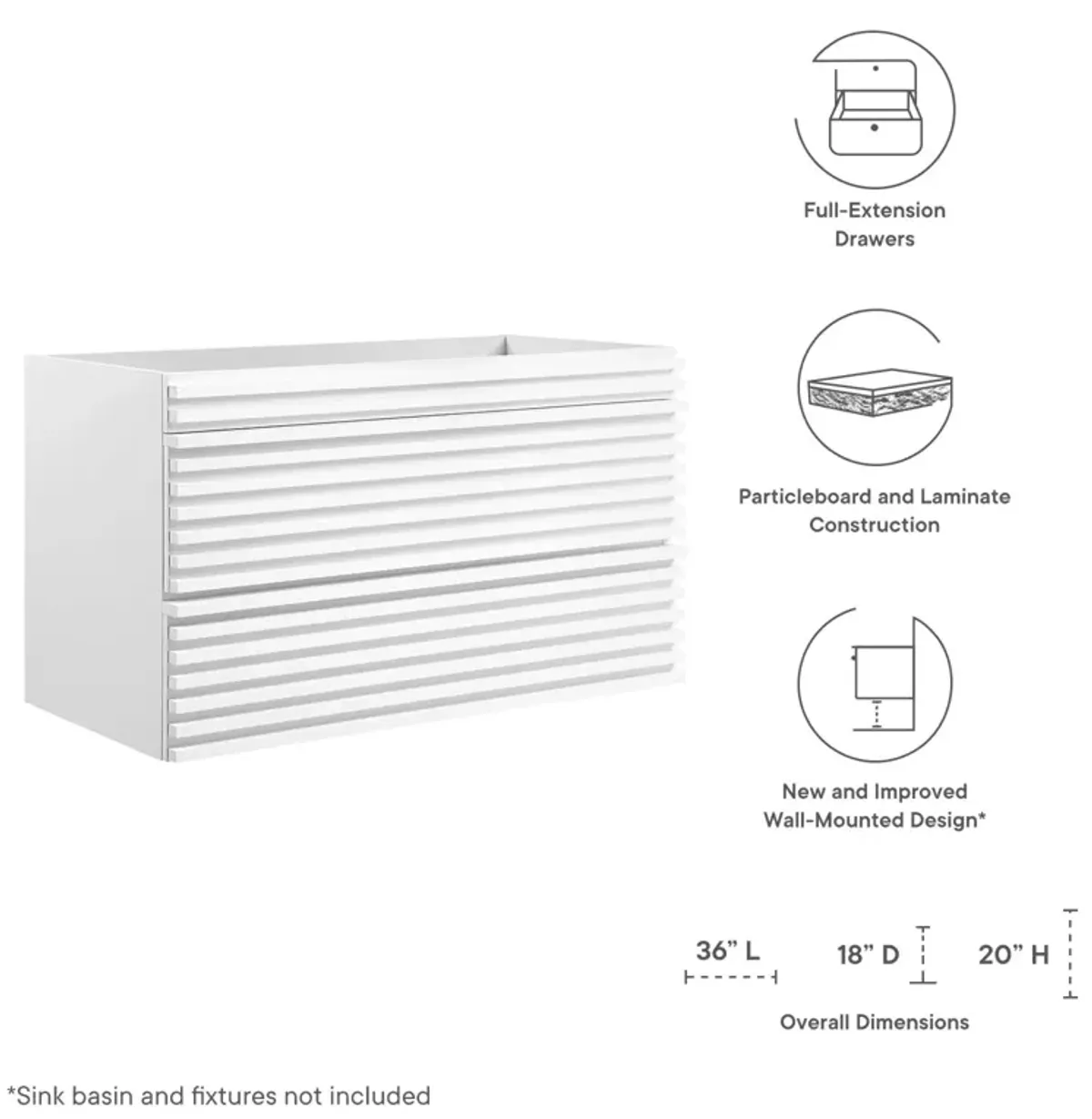 Render 36" Wall-Mount Bathroom Vanity Cabinet