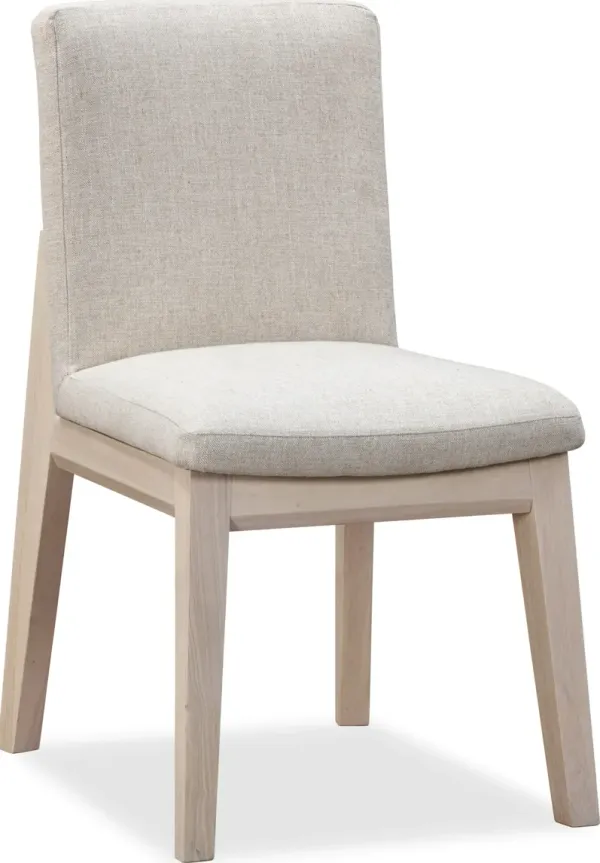 Liv Solid Wood Dining Chair in White Sand and Natural Linen - Set of 2