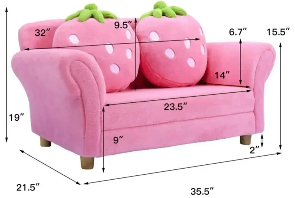 Hivvago BL/PI Kids Strawberry Armrest Chair Sofa-Pink