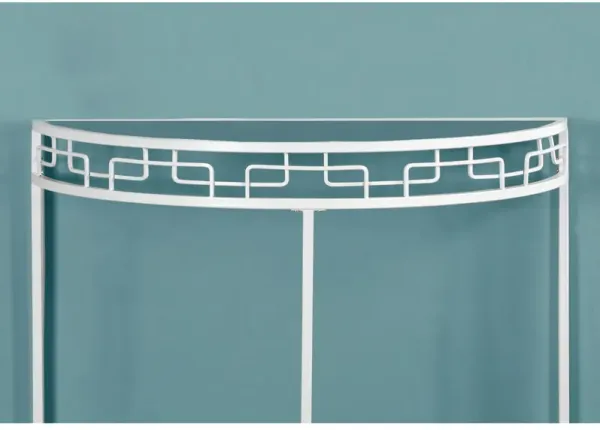 Monarch Specialties I 2112 Accent Table, Console, Entryway, Narrow, Sofa, Living Room, Bedroom, Metal, Tempered Glass, White, Clear, Contemporary, Modern