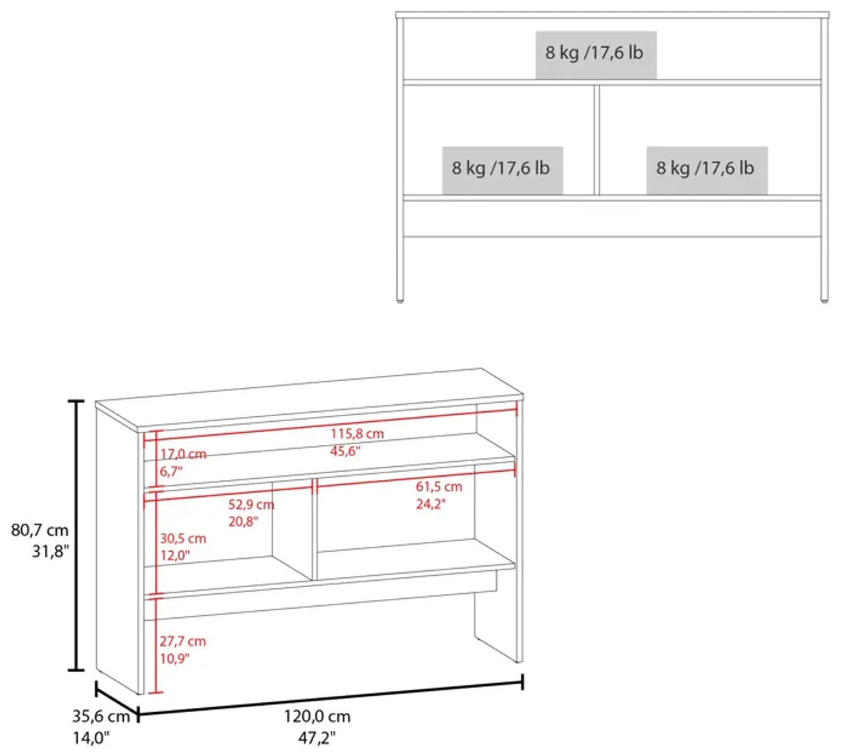 Salcha Console Table 31.8" H, with 2 Doors and 3 Shelves, White