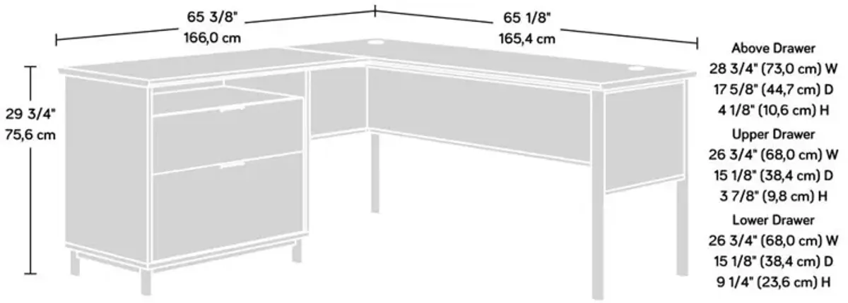 Sauder Portage Park L Desk  Kiln Acacia