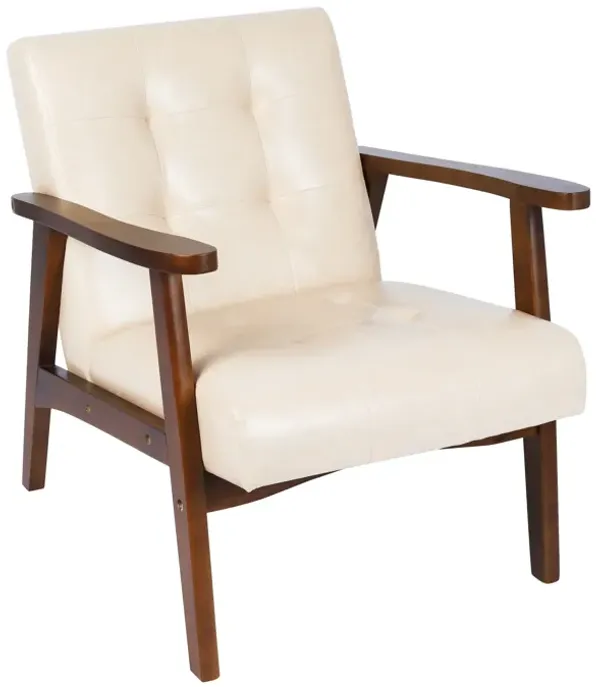 Accent Chair Mid-Century Modern Faux Leather ArmChair,Green