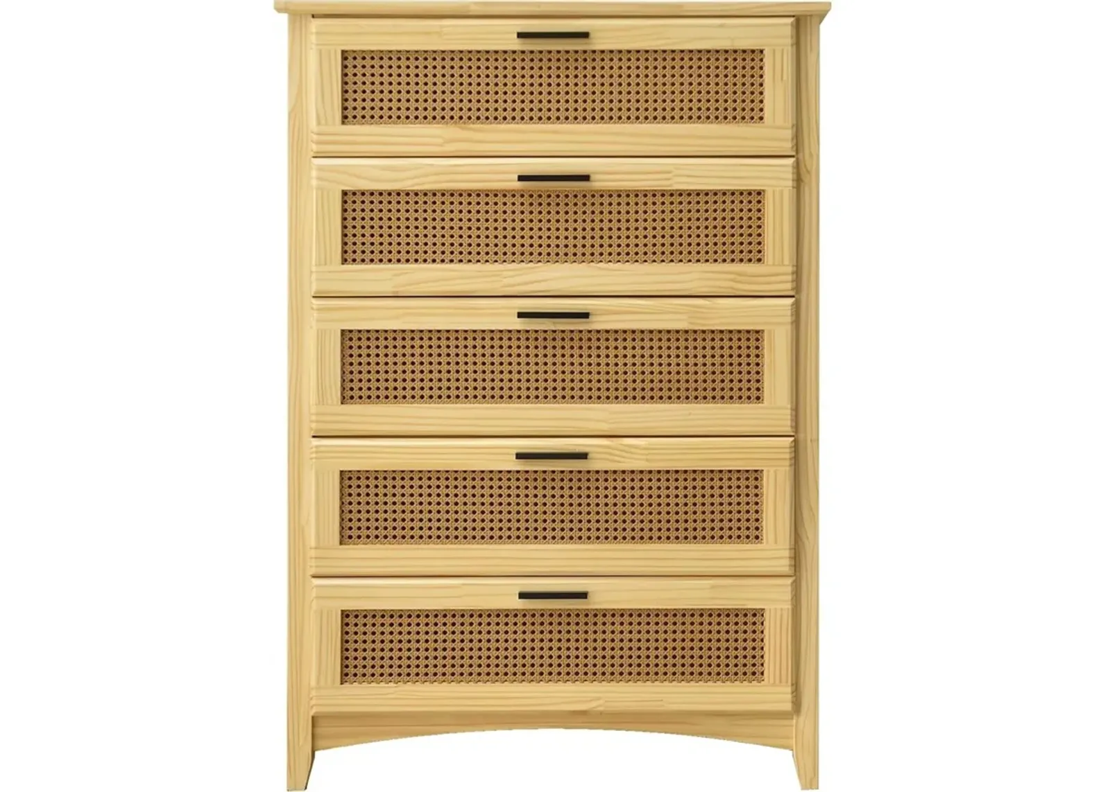 Woodpeckers Furniture And Mattress Pine Wood Chest with Rattan Drawers (Natural)