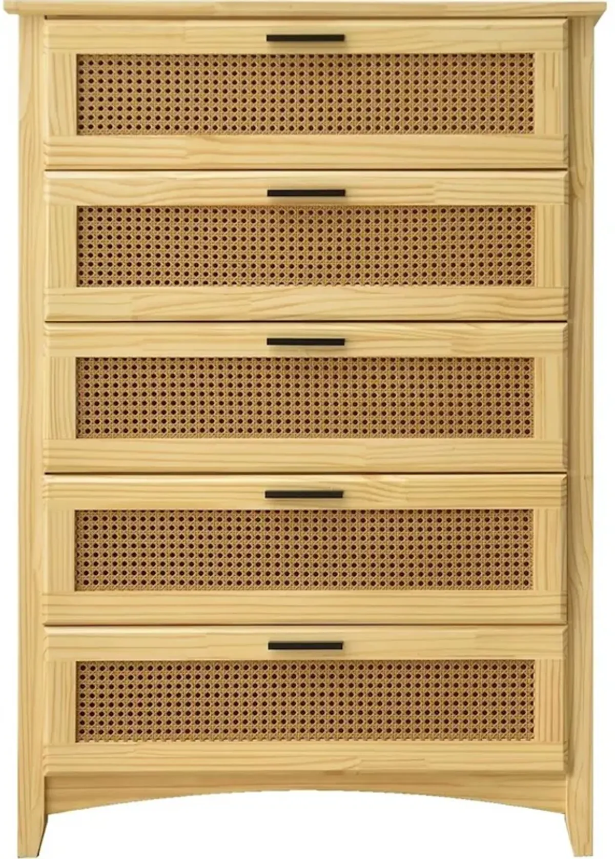 Woodpeckers Furniture And Mattress Pine Wood Chest with Rattan Drawers (Natural)