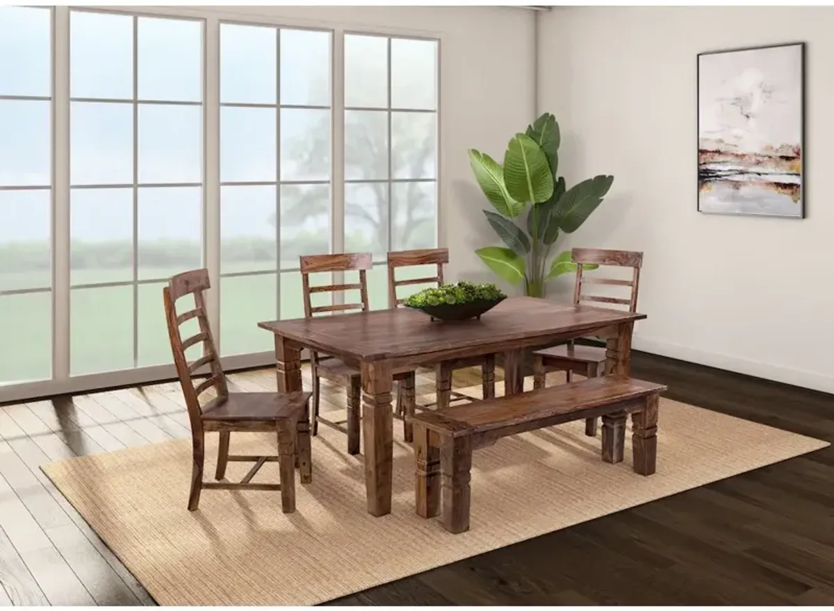Porter Designs Taos Solid Sheesham Wood Dining Bench, Brown