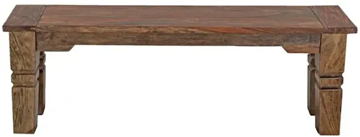 Porter Designs Taos Solid Sheesham Wood Dining Bench, Brown
