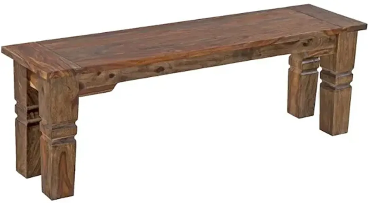 Porter Designs Taos Solid Sheesham Wood Dining Bench, Brown