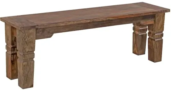Porter Designs Taos Solid Sheesham Wood Dining Bench, Brown