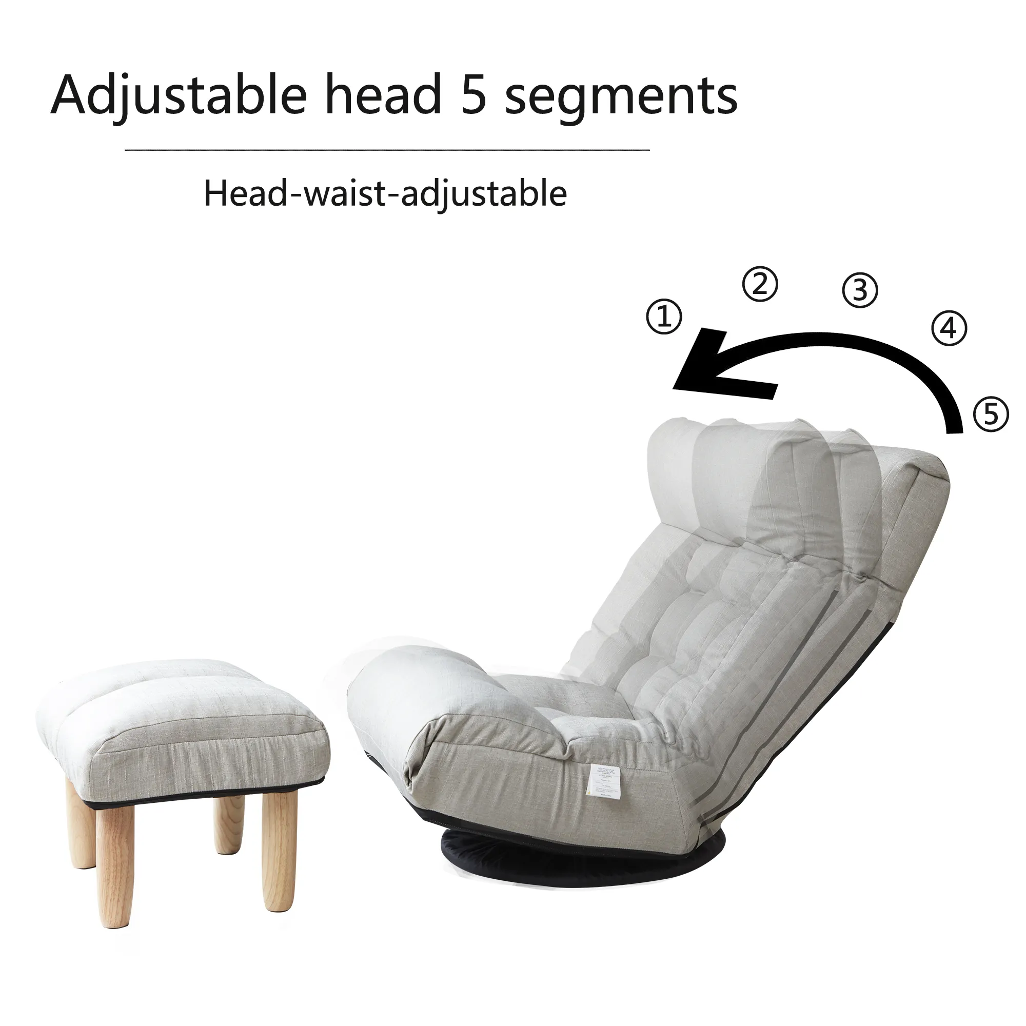 Hivvago 3 Adjustable Head Segments Single Sofa Reclining Japanese Style Leisure Accent Chair