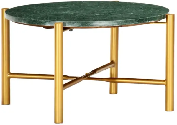 vidaXL Coffee Table Green 23.6"x23.6"x13.8" Real Stone with Marble Texture
