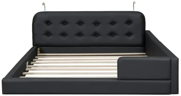 Merax PU Leather Upholstered Platform Bed with 2 Reading Lights