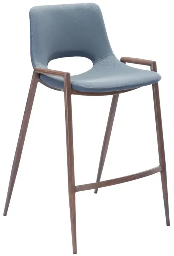 Hivvago Set of Two 26 Inch Gray And Brown Steel Low Back Counter Height Bar Chairs