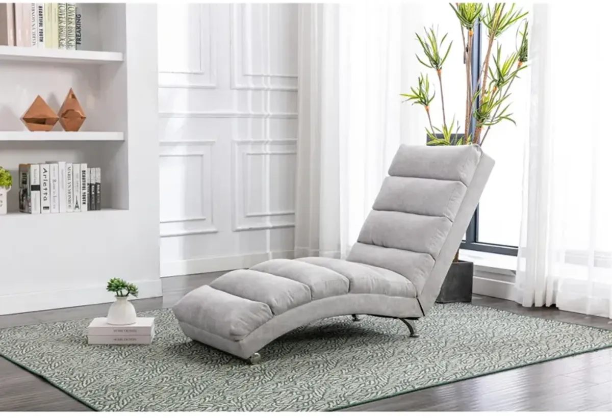 Linen Chaise Lounge Indoor Chair, Modern Long Lounger For Office Or Living Room