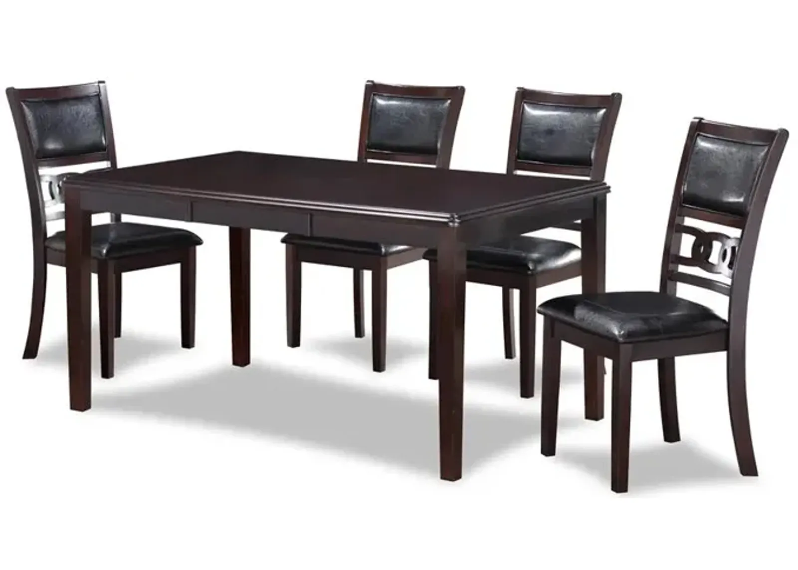 New Classic Furniture Gia 5-Piece 60 Wood Rectangular Dining Set with 4 Chairs in Ebony