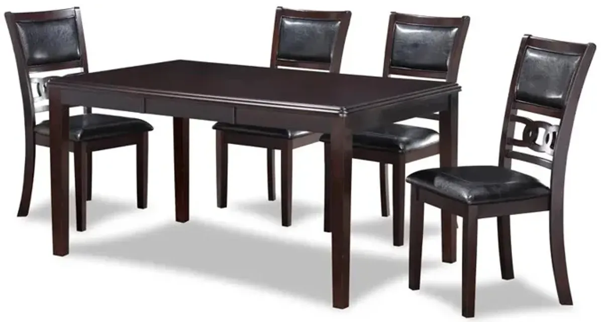 New Classic Furniture Gia 5-Piece 60 Wood Rectangular Dining Set with 4 Chairs in Ebony