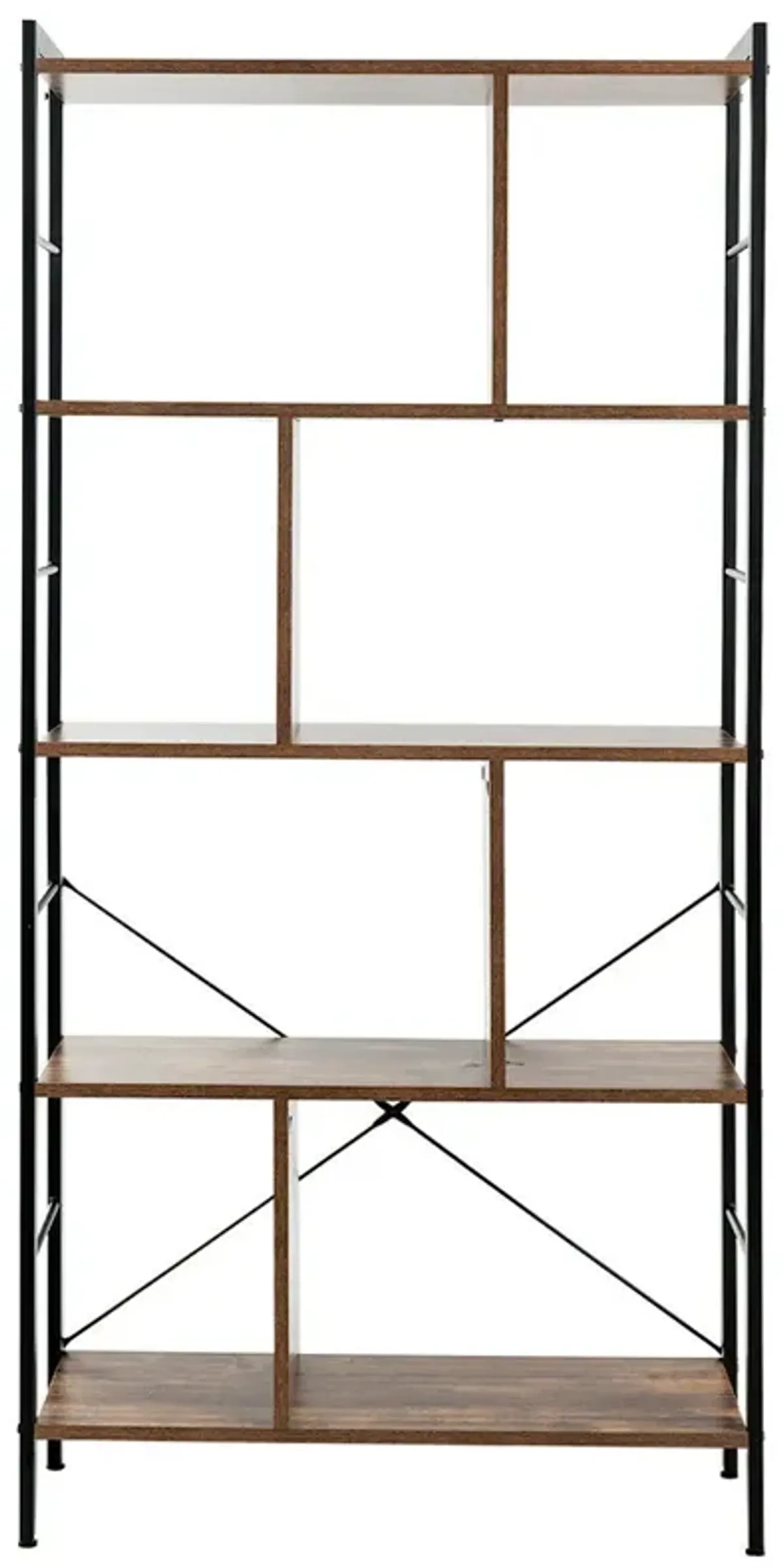 4-Tier Industrial Freestanding Bookshelf with Metal Frame