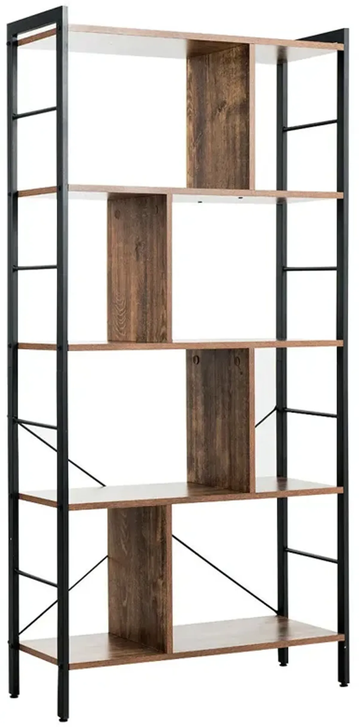 4-Tier Industrial Freestanding Bookshelf with Metal Frame