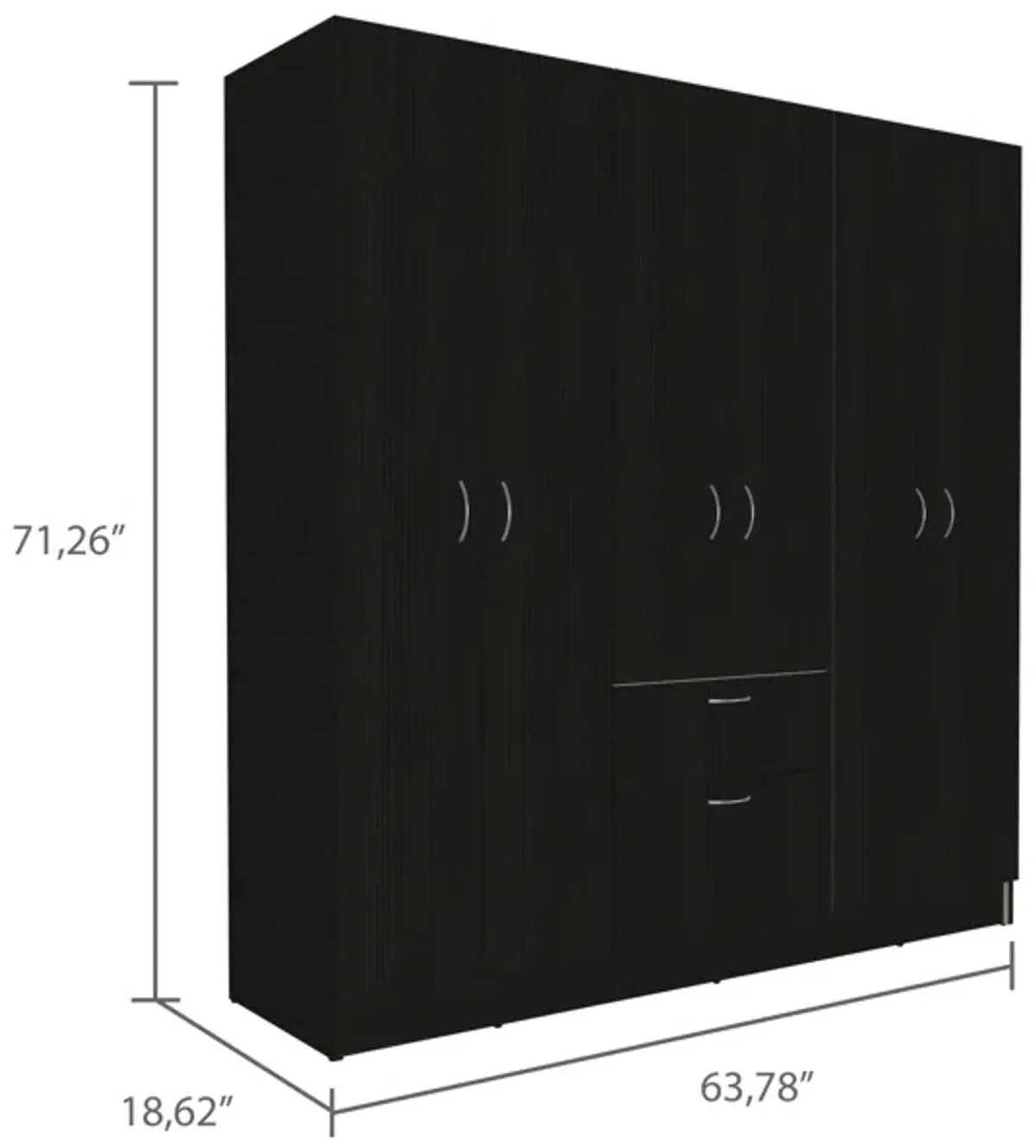 Kibo 6 Doors Armoire, One Drawer, Rod, Seven Interior Shelves, Black / White -Bedroom